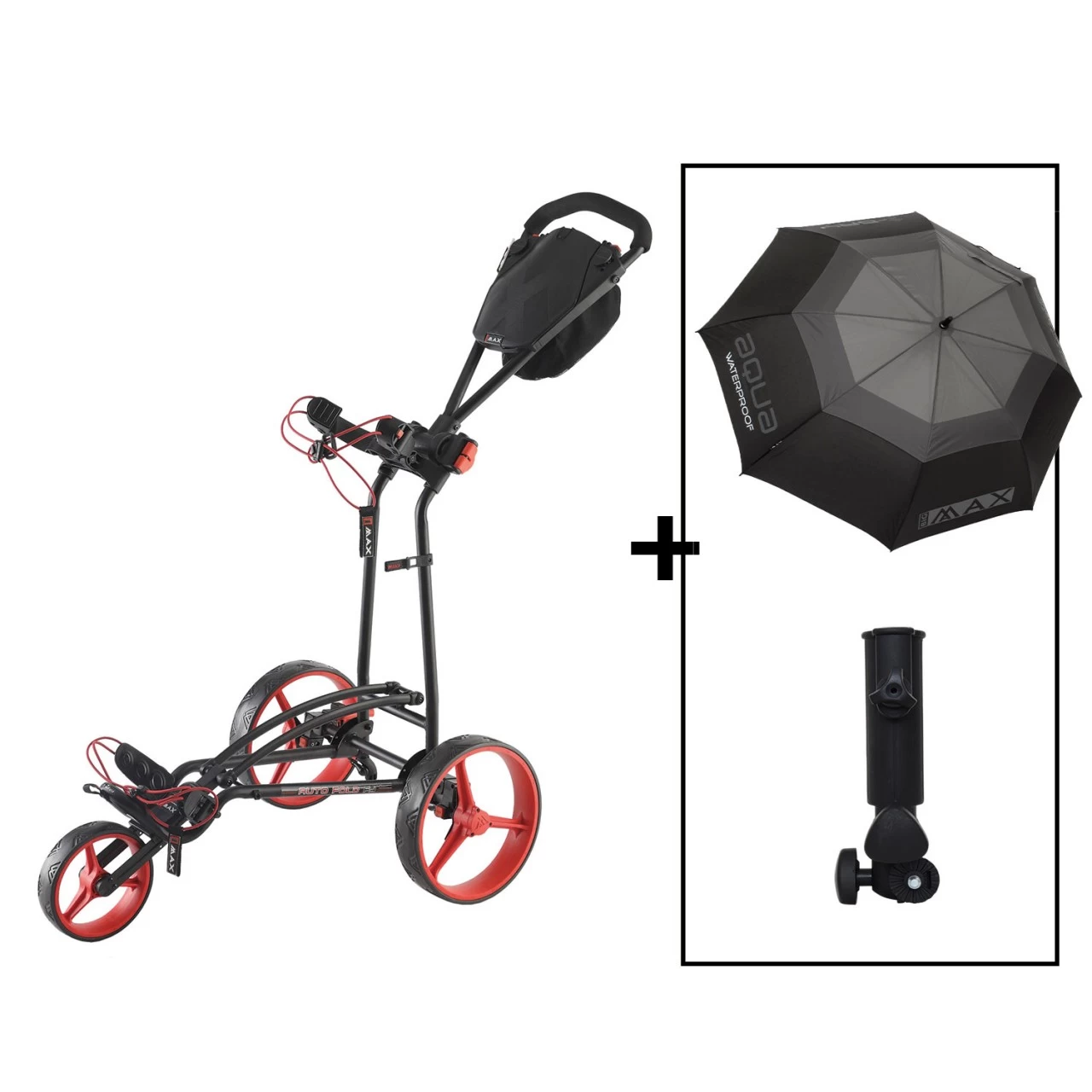 BIG MAX Golftrolley Autofold FF, Schwarz/rot 1 BIG MAX Golftrolley Autofold FF, Schwarz/rot