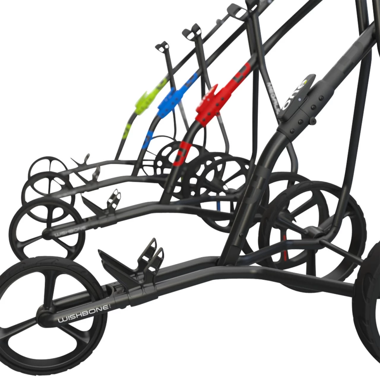 Score Industries Wishbone One Megalight Golftrolley, Schwarz/grau 4 Score Industries Wishbone One Megalight Golftrolley, Schwarz/grau – Bild 4